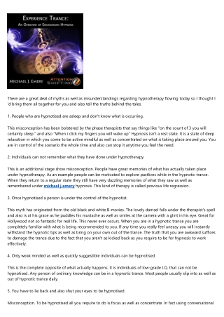 Top 10 Hypnosis Myths