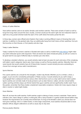 Just How to Select Ladies' Watches