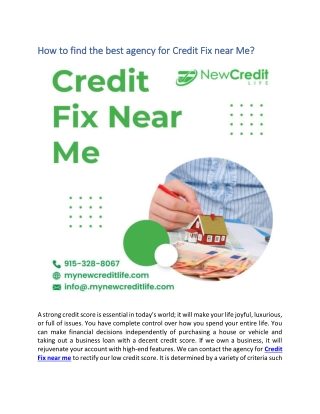 How to find the best agency for Credit Fix near Me