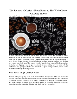 The Journey of Coffee - From Beans to The Wide Choice of Keurig Flavors