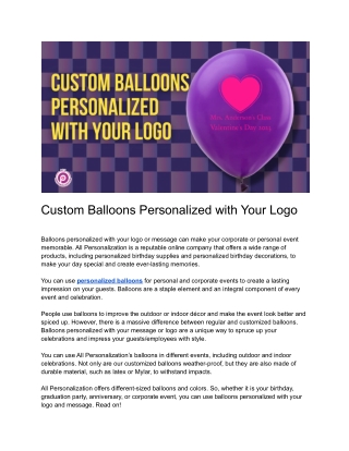 Custom Balloons Personalized with Your Logo