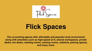 Coworking Space in Bangalore - Flick Spaces