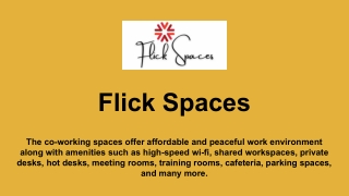 Coworking Space in Bangalore - Flick Spaces