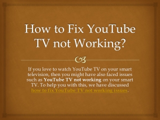How to Fix YouTube TV not Working?