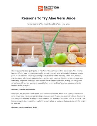 Reasons To Try Aloe Vera Juice.docx