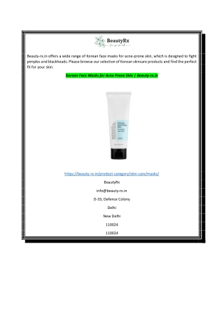 Korean Face Masks for Acne Prone Skin  Beauty-rx.in