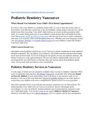 Pediatric dentist vancouver