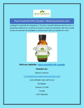 Pure Essential Oils Canada | Botanicuniverse.com