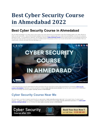 Best Cyber Security Course in Ahmedabad 2022