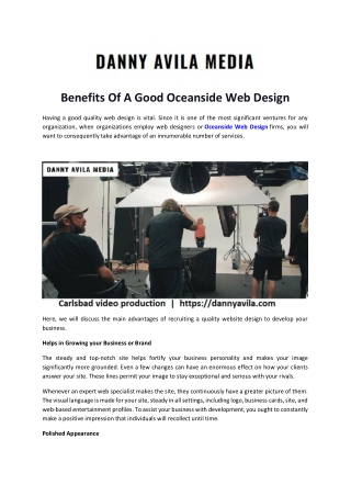Benefits Of A Good Oceanside Web Design