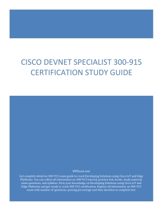Cisco DevNet Specialist 300-915 Certification Study Guide