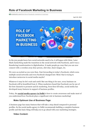 Role of Facebook Marketing in Business