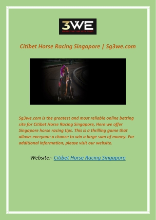 Citibet Horse Racing Singapore | Sg3we.com