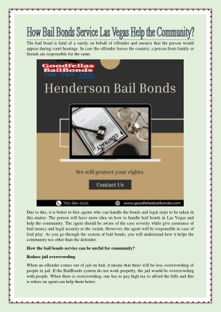 How Bail Bonds Service Las Vegas Help the Community