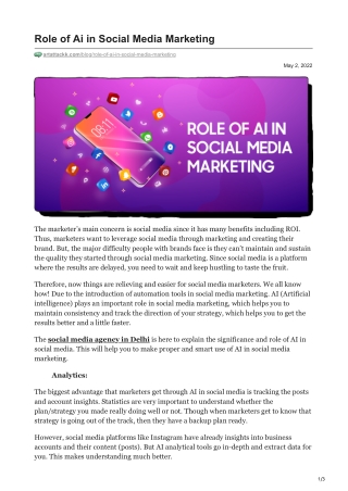 Role of Ai in Social Media Marketing