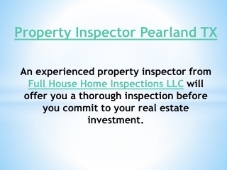 Property Inspector Pearland TX