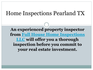 Home Inspections Pearland TX