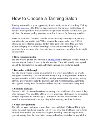 Tanning Salon