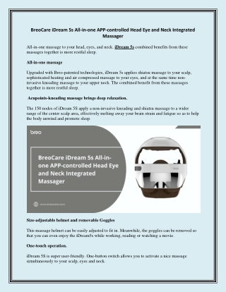 BreoCare iDream 5s All-in-one APP-controlled Head Eye and Neck Integrated Massager