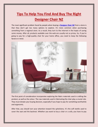 Tips To Help You Find And Buy The Right Designer Chair NZ