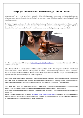 Things you should consider while choosing a Criminal Lawyer