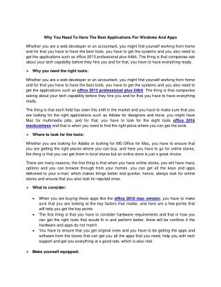 Why You Need To Have The Best Applications For Windows And Apps