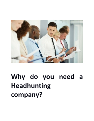 Why do you need a Headhunting company