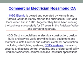 Commercial Electrician Rosamond CA