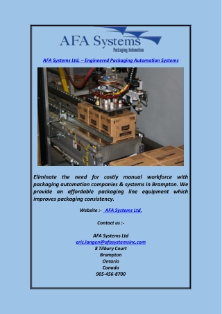 AFA Systems Ltd. – Engineered Packaging Automation Systems