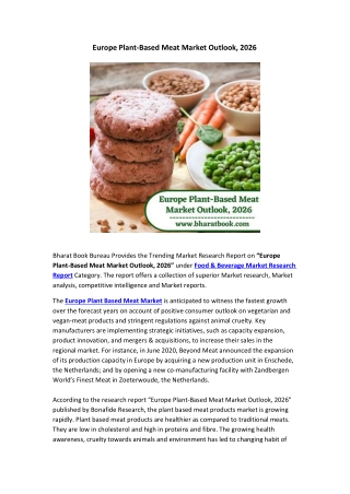 Europe Plant-Based Meat Market Outlook, 2026