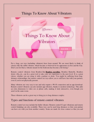 Things To Know About Vibrators