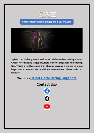 Citibet Horse Racing Singapore | Sg3we.com