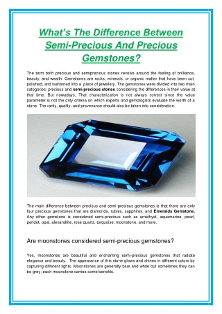 What’s The Difference Between Semi-Precious And Precious Gemstones