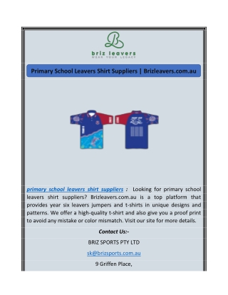 Primary School Leavers Shirt Suppliers | Brizleavers.com.au