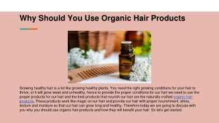 Why Should You Use Organic Hair Products