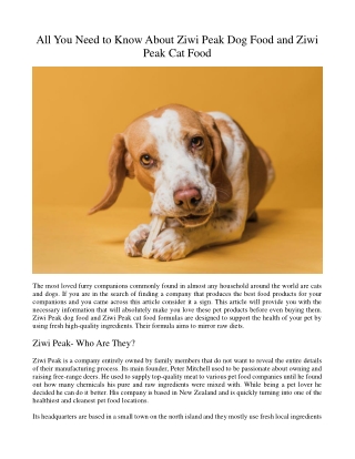 All You Need to Know About Ziwi Peak Dog Food and Ziwi Peak Cat Food