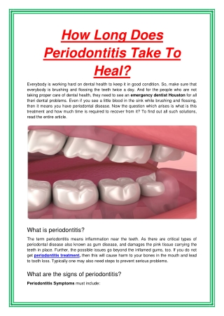 How Long Does Periodontitis Take To Heal