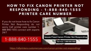 How to Fix Canon Printer Not Responding - 1-888-840-1555 printer care number