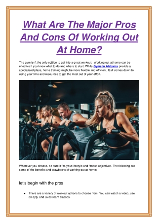 What Are The Major Pros And Cons Of Working Out At Home