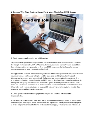 Cloud erp solutions in UAE