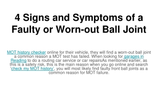 4 Signs and Symptoms of a Faulty or Worn-out Ball Joint