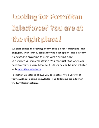 Formtitan Salesforce