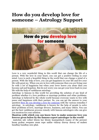 How do you develop love for someone – Astrology Support