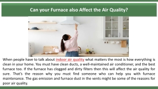 Can your Furnace also Affect the Air Quality