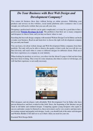 Do Your Business with Best Web Design and Development Company