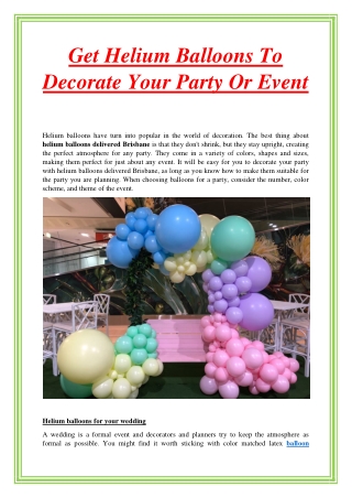 Get Helium Balloons To Decorate Your Party Or Event