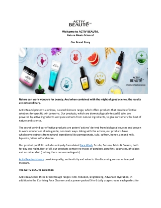 Activ Beaute Story Nature Meets Science
