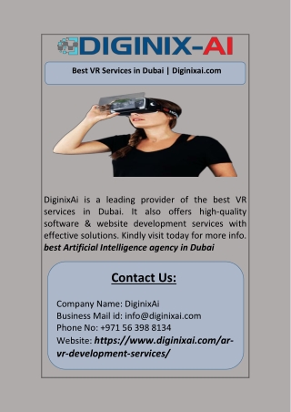 Best VR Services in Dubai | Diginixai.com