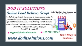 Online Readymade Food Delivery System - DOD IT SOLUTIONS