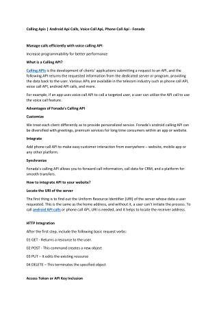 Calling Apis | Android Api Calls, Voice Call Api, Phone Call Api - Fonada